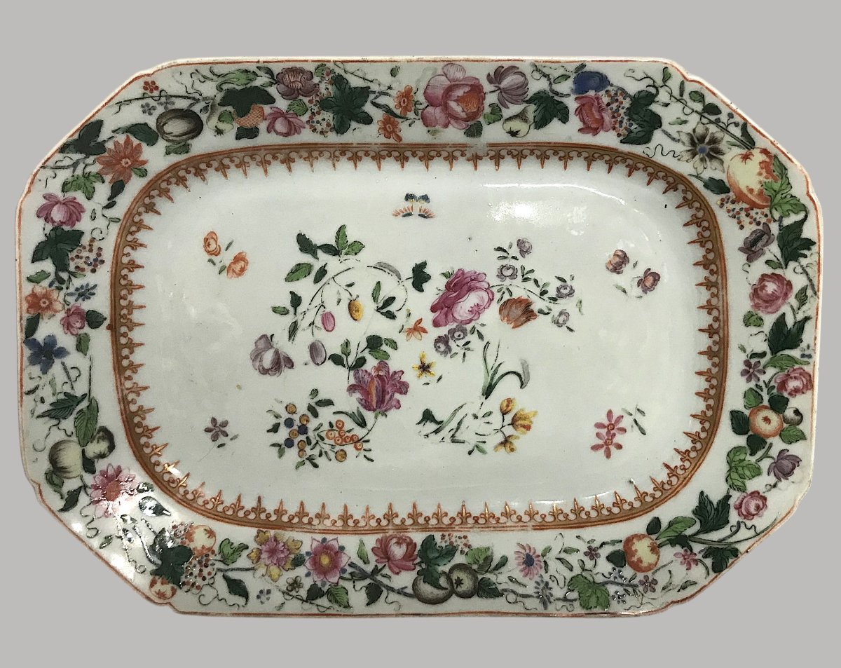 Paire de plats compagnie des Indes 18ème-photo-3