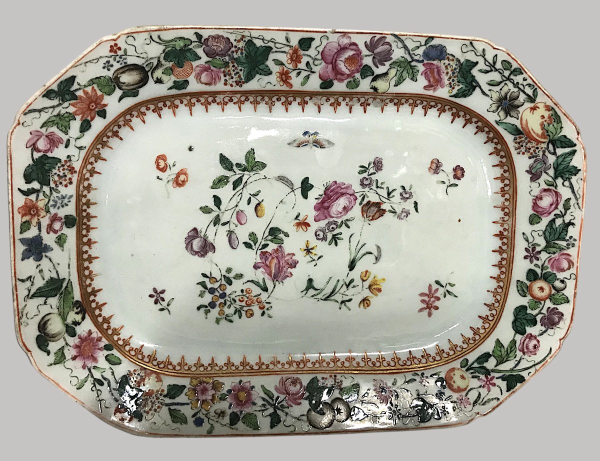 Paire de plats compagnie des Indes 18ème-photo-4