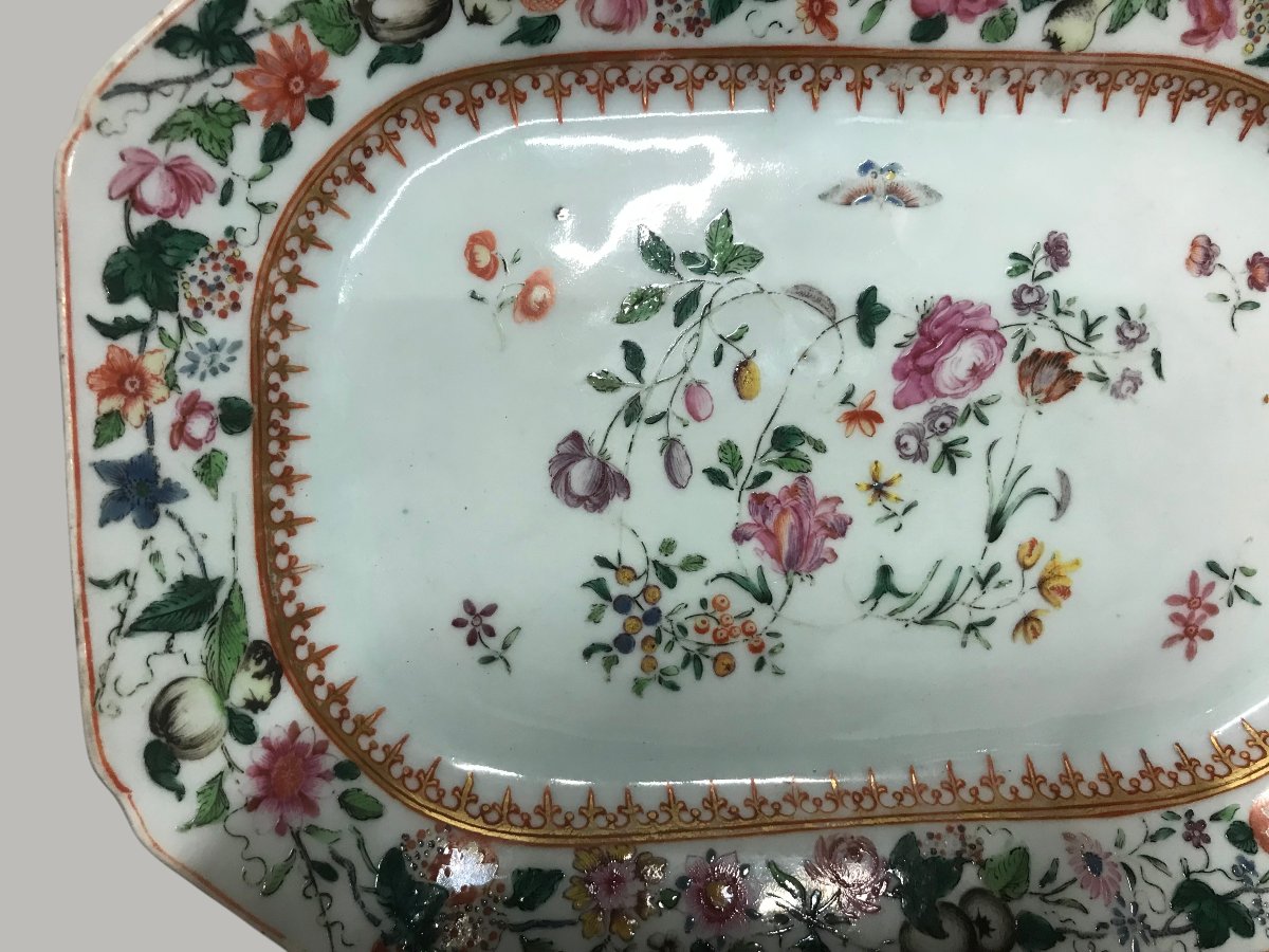 Paire de plats compagnie des Indes 18ème-photo-3