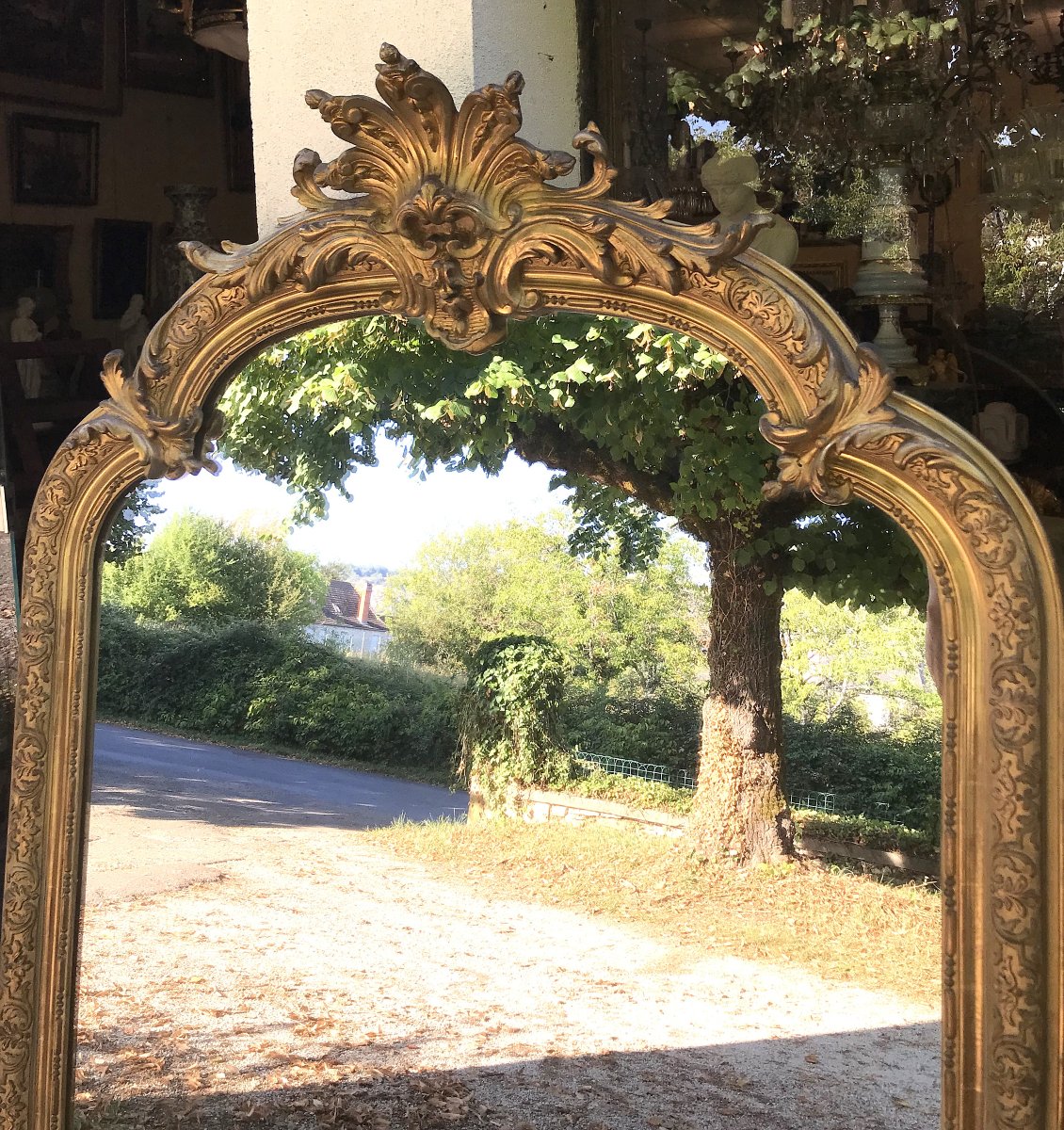 Miroir doré époque 19ème siècle-photo-2