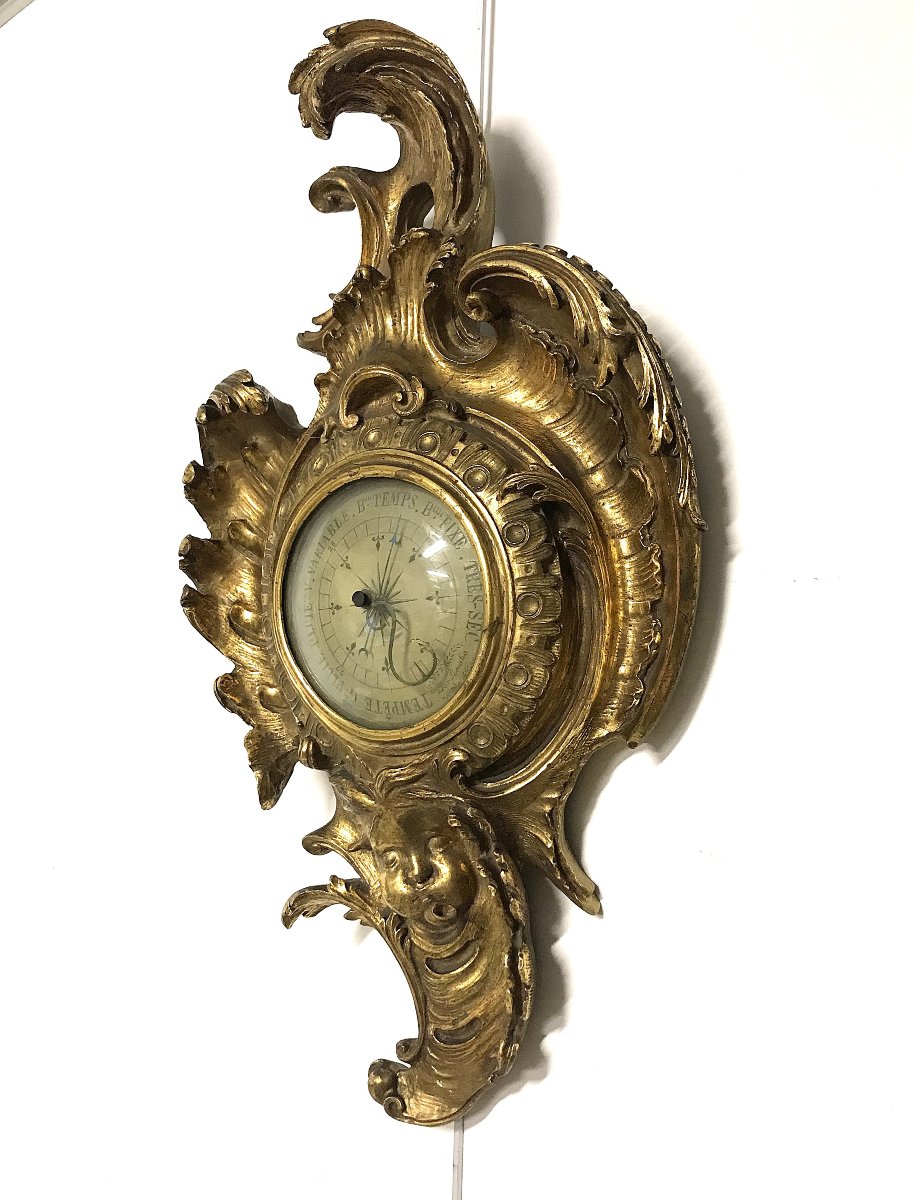 Baromètre bois doré style Louis XV-photo-2