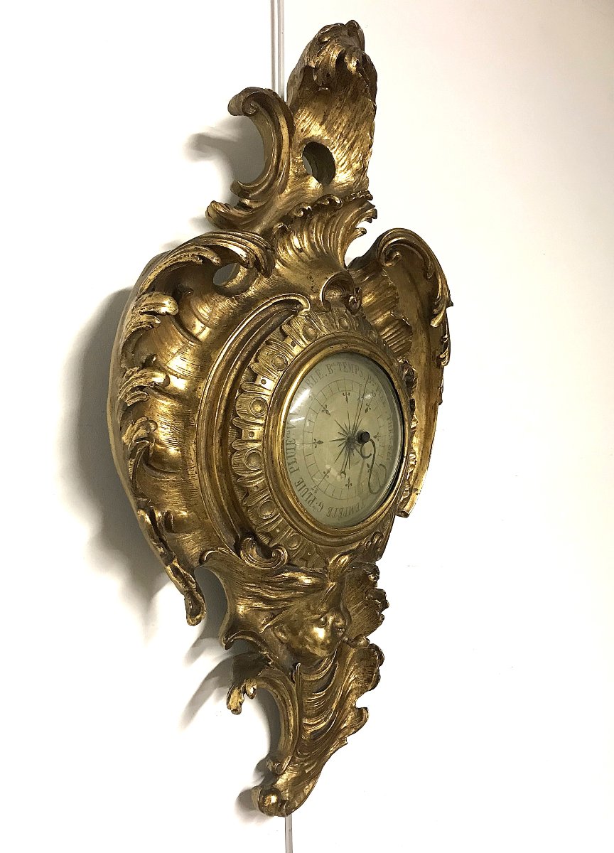 Baromètre bois doré style Louis XV-photo-3