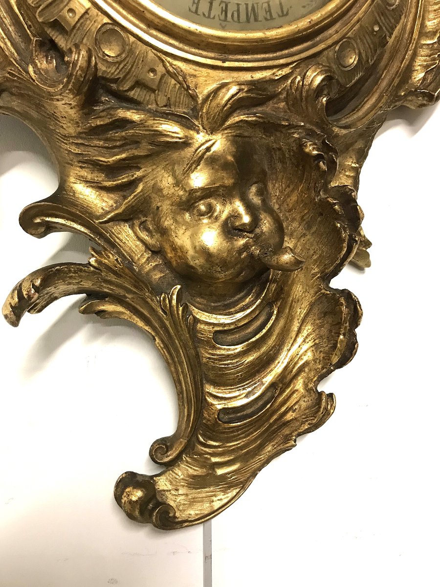 Baromètre bois doré style Louis XV-photo-4