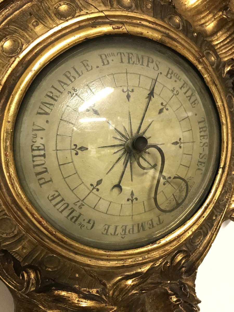Baromètre bois doré style Louis XV-photo-1