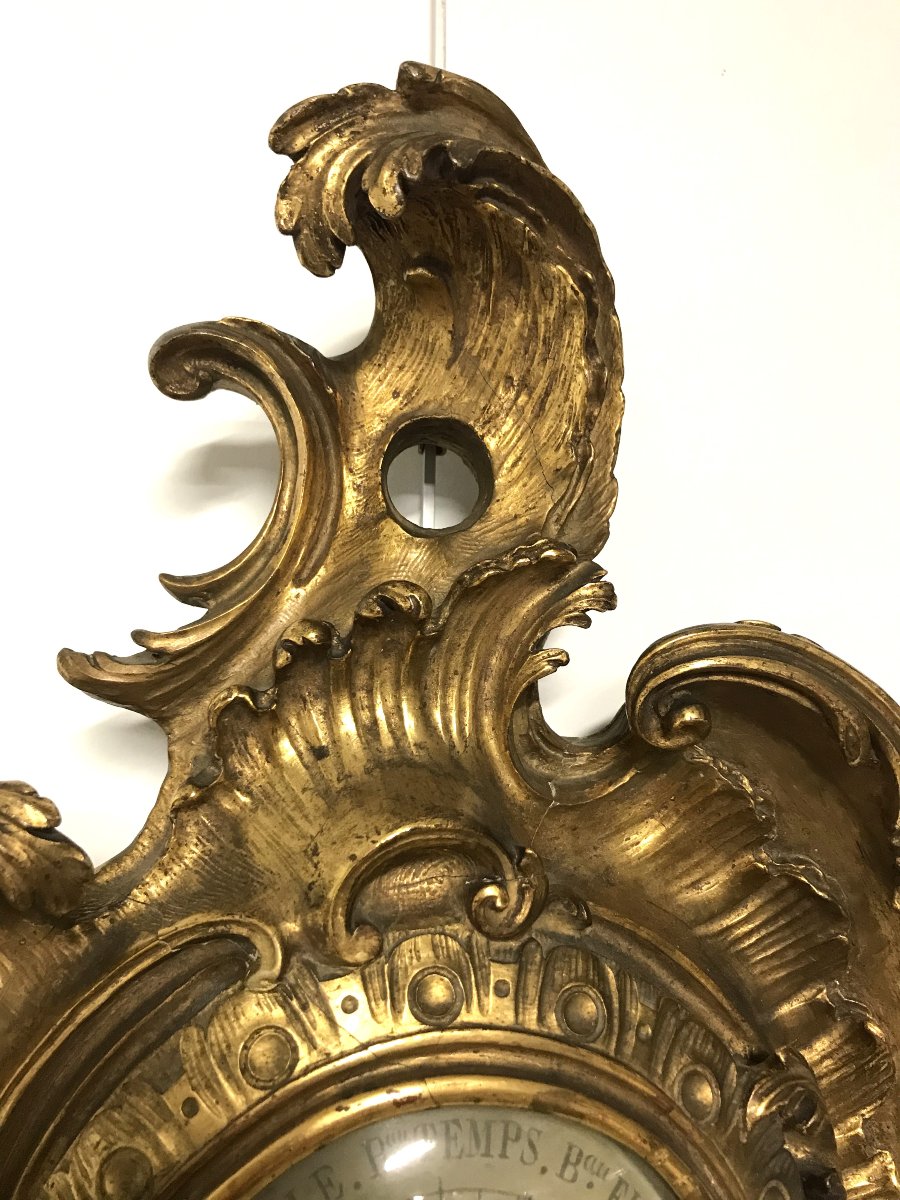 Baromètre bois doré style Louis XV-photo-3