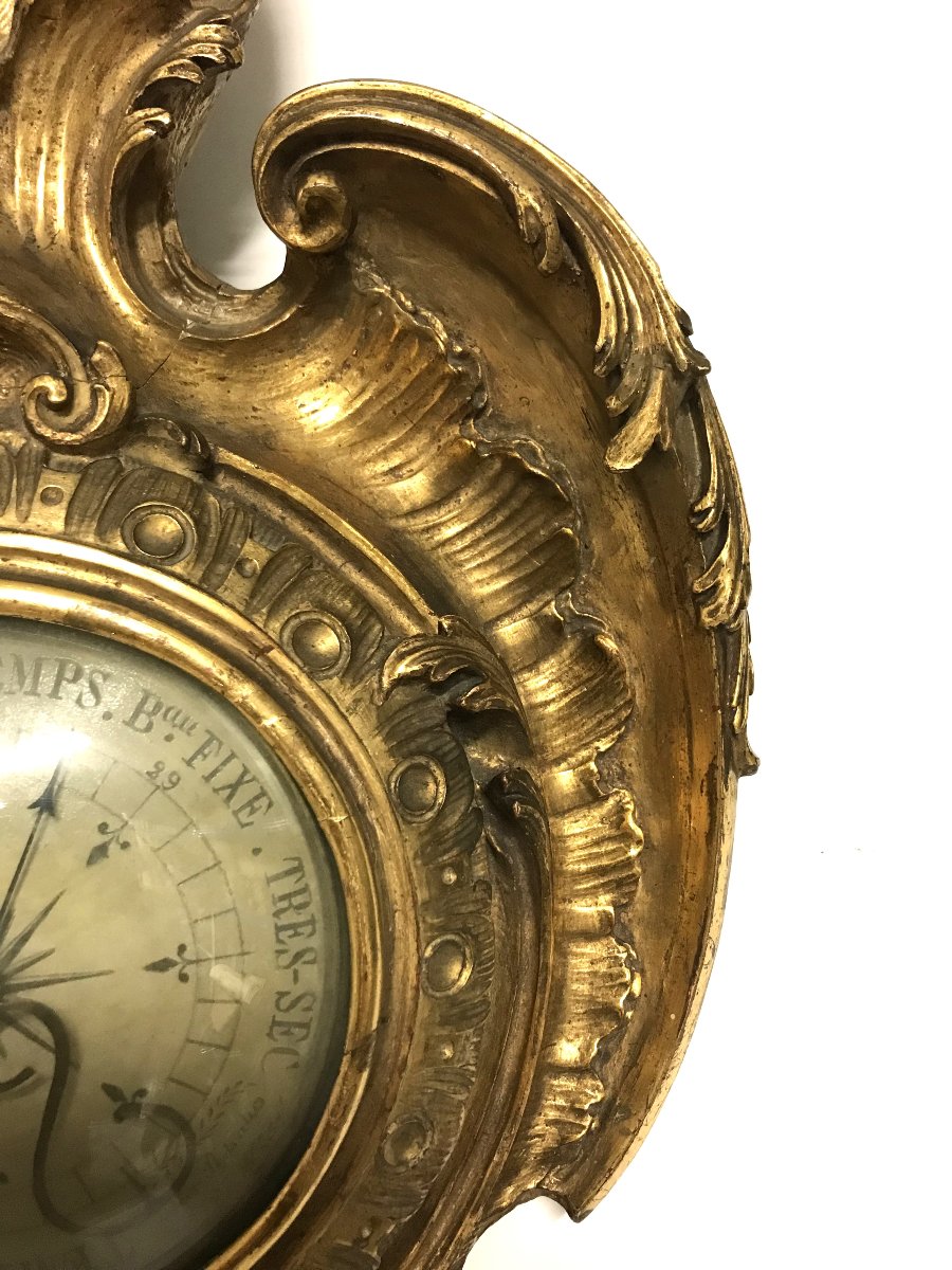 Baromètre bois doré style Louis XV-photo-4