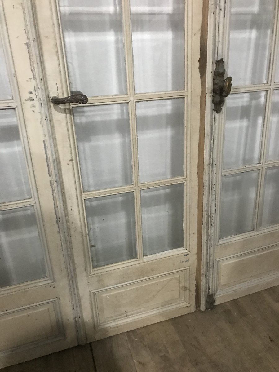 Set Of Three Antique Doors With Hinged Panels-photo-4