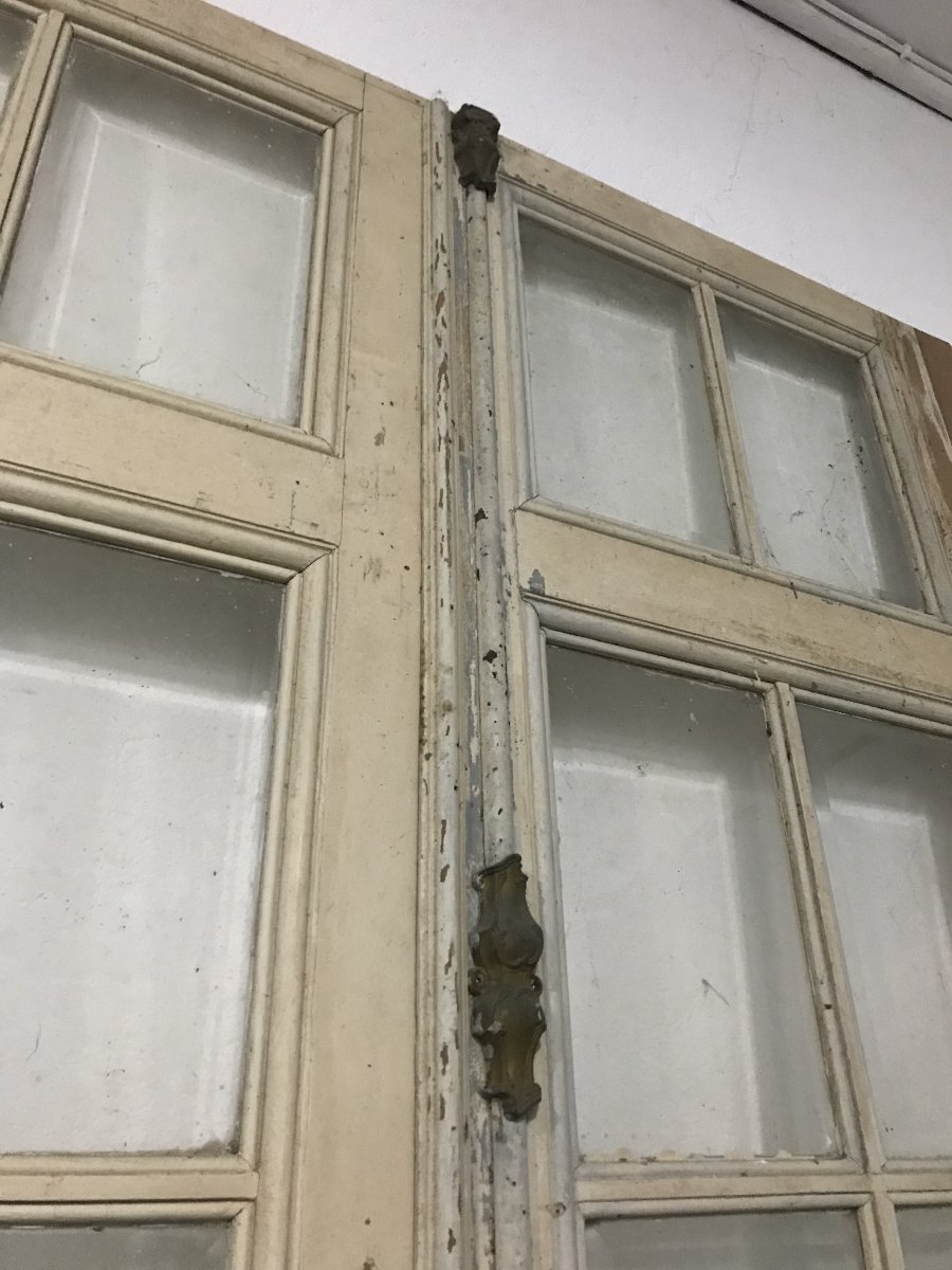 Set Of Three Antique Doors With Hinged Panels-photo-2