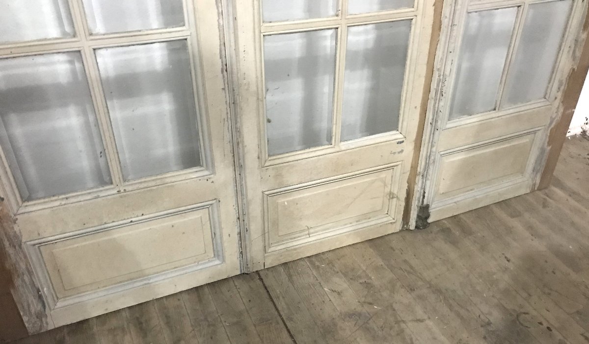Set Of Three Antique Doors With Hinged Panels-photo-4