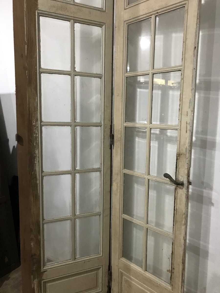 Set Of Three Antique Doors With Hinged Panels-photo-6