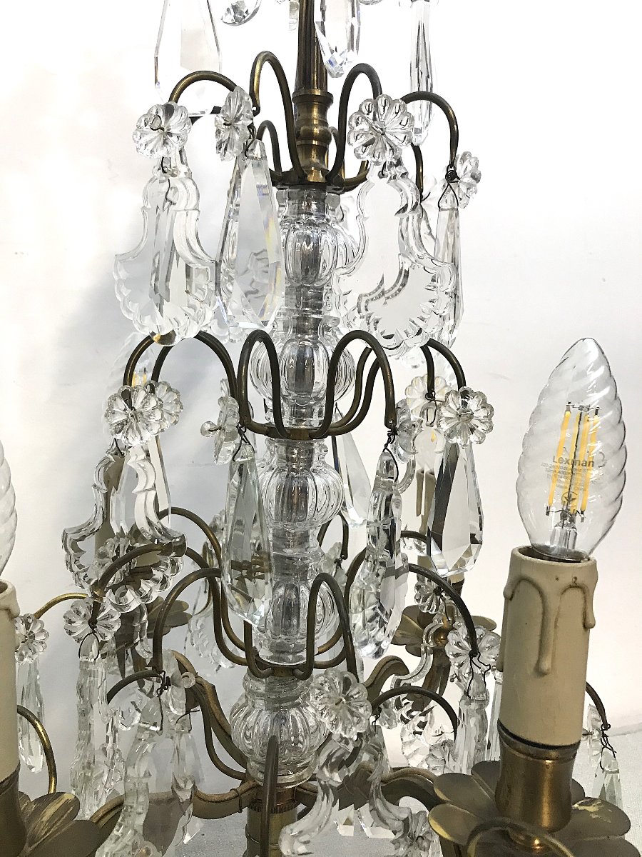 Pair Of Bronze And Crystal Chandeliers-photo-4