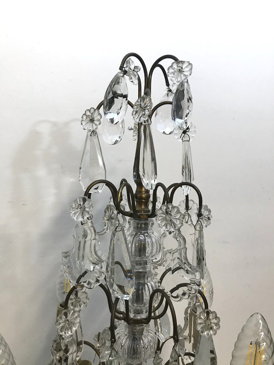 Pair Of Bronze And Crystal Chandeliers-photo-1