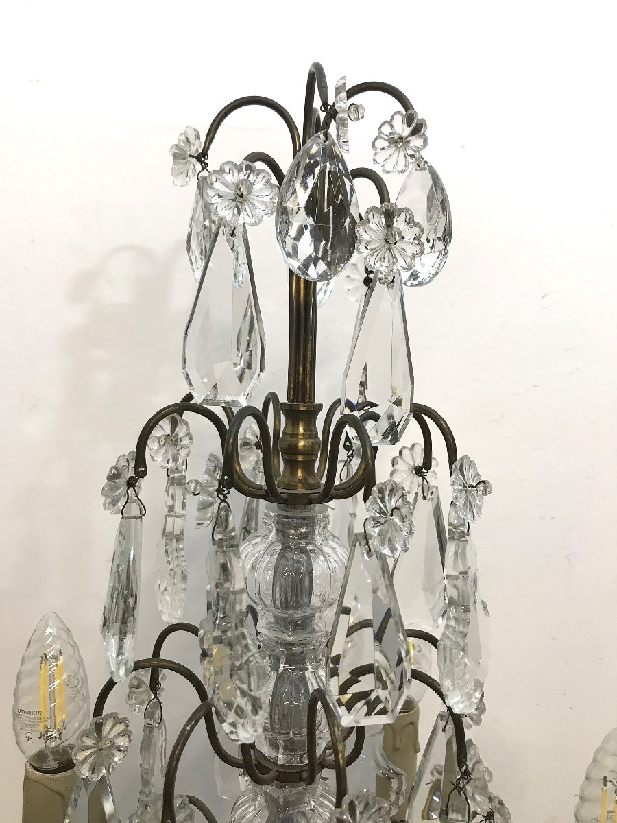 Pair Of Bronze And Crystal Chandeliers-photo-5