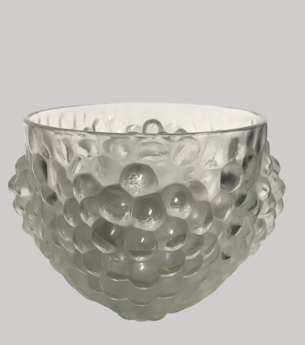 Coupe en verre à décor de grappes de raisin – Dans le goût de René Lalique-photo-3