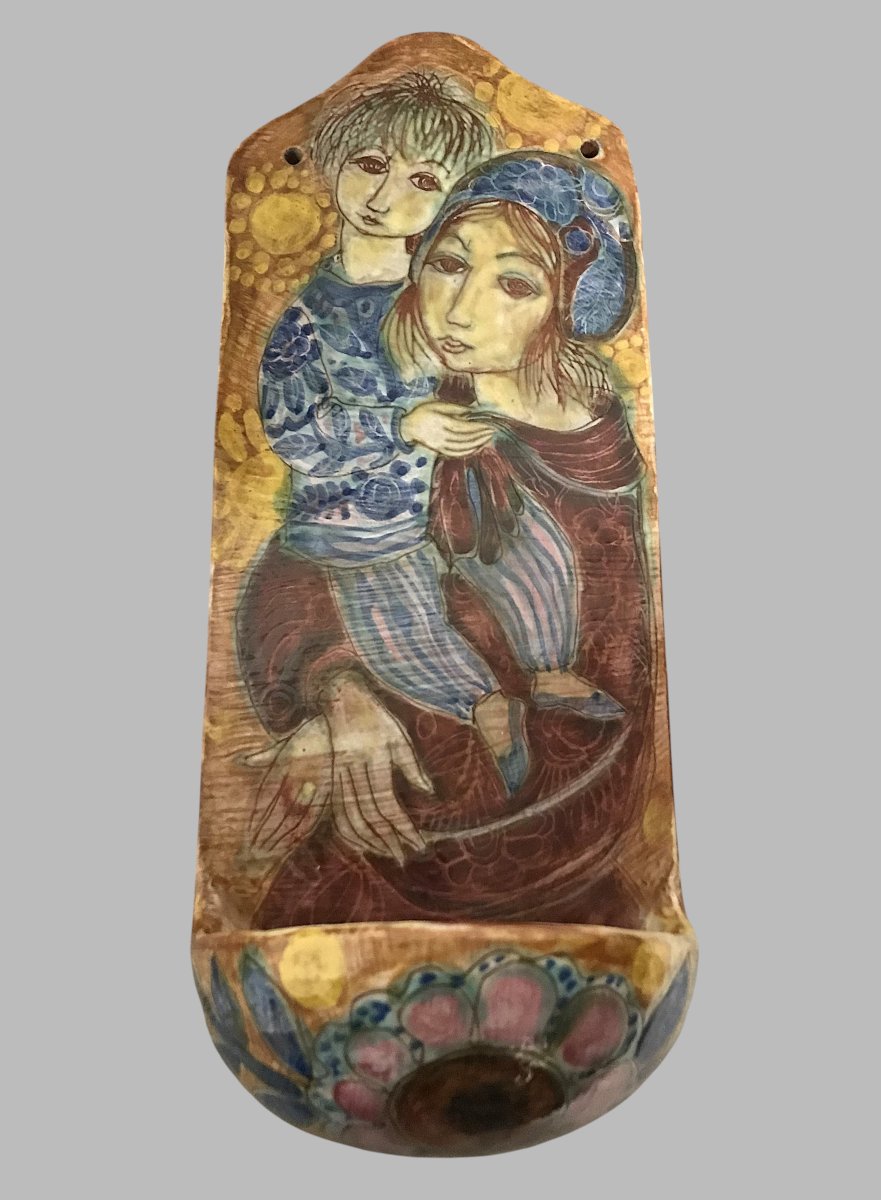 Wall-mounted Font – Virgin And Child By Geneviève Duboul (1913–2007)