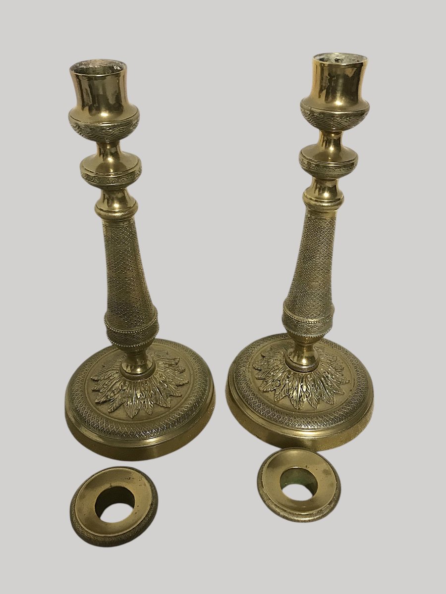 Pair Of Antique Candleholders, Restored – 19th Century-photo-2