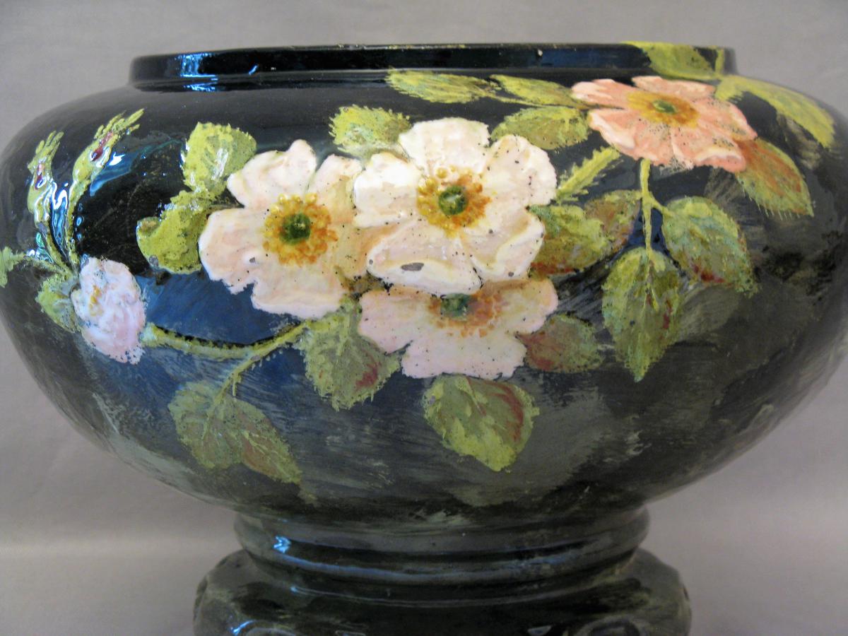 Edouard Gilles 19th Century Faience Planter-photo-2