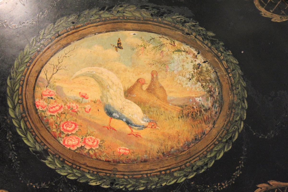 Grand plateau en tôle peinte époque Napoléon III-photo-2