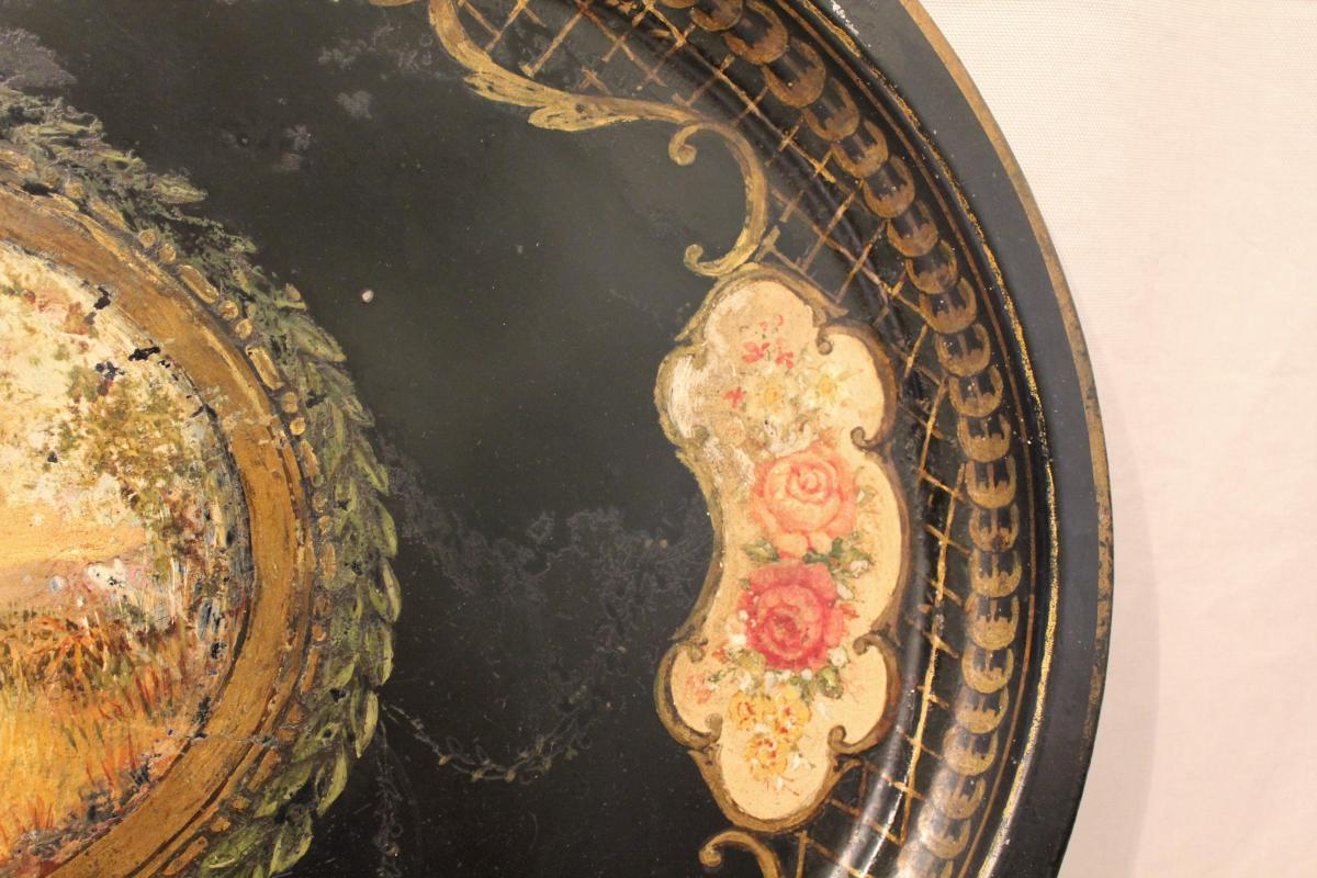 Large Plate In Painted Sheet Napoleon III-photo-5