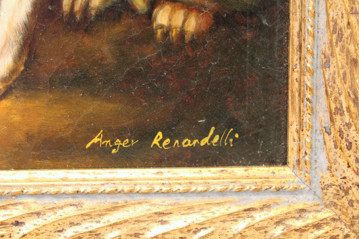 Huile sur toile signée Renardelli scène de chasse XIX siècle-photo-1