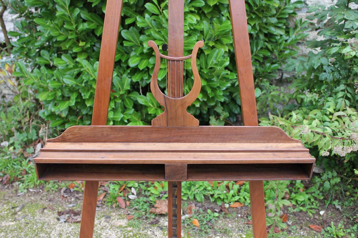 Large Easel With Lyre In Walnut Restoration Period-photo-3