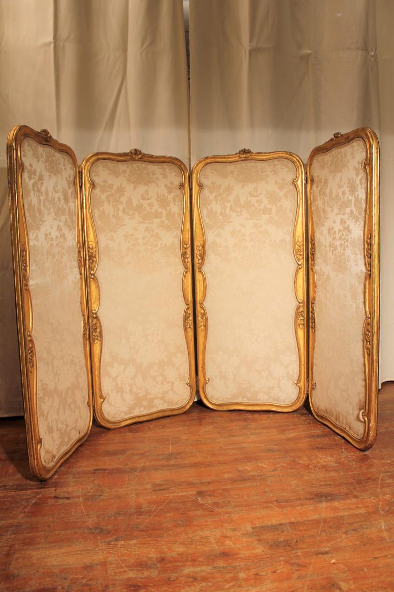 Screen Louis XVI Style Gilt Wood Nineteenth Century-photo-2