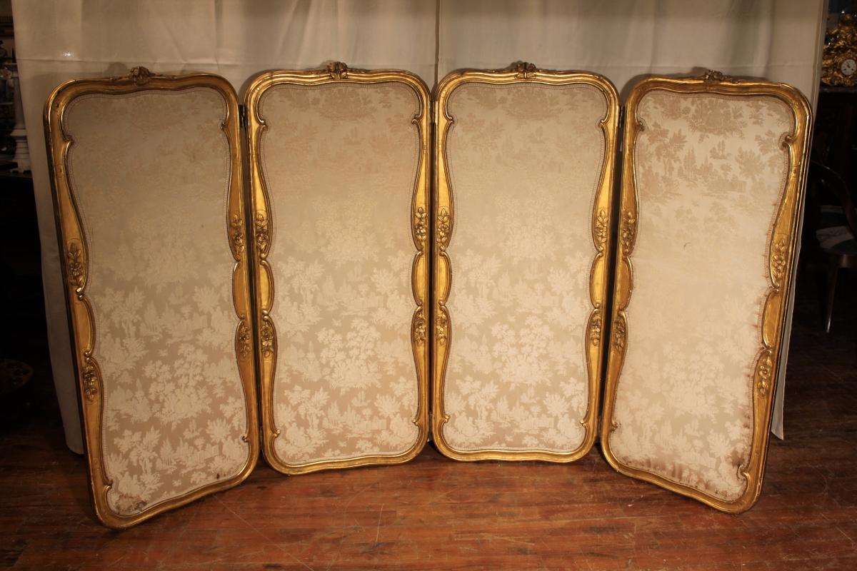 Screen Louis XVI Style Gilt Wood Nineteenth Century-photo-3