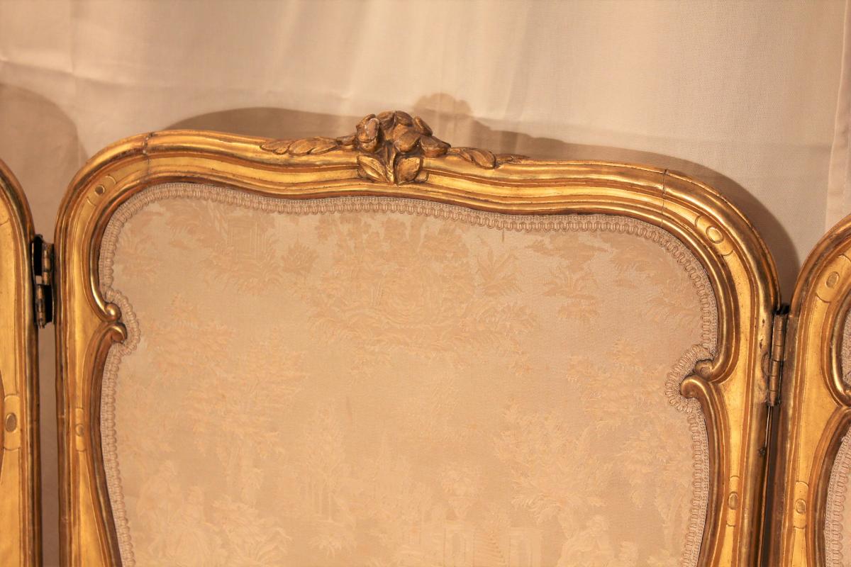 Screen Louis XVI Style Gilt Wood Nineteenth Century-photo-1