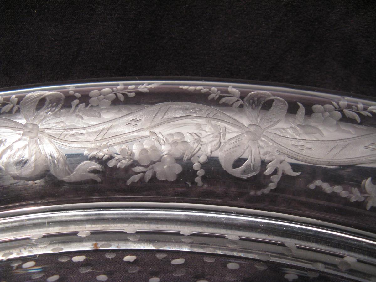Grand plat de mariage cristal Baccarat fin XIX-photo-4