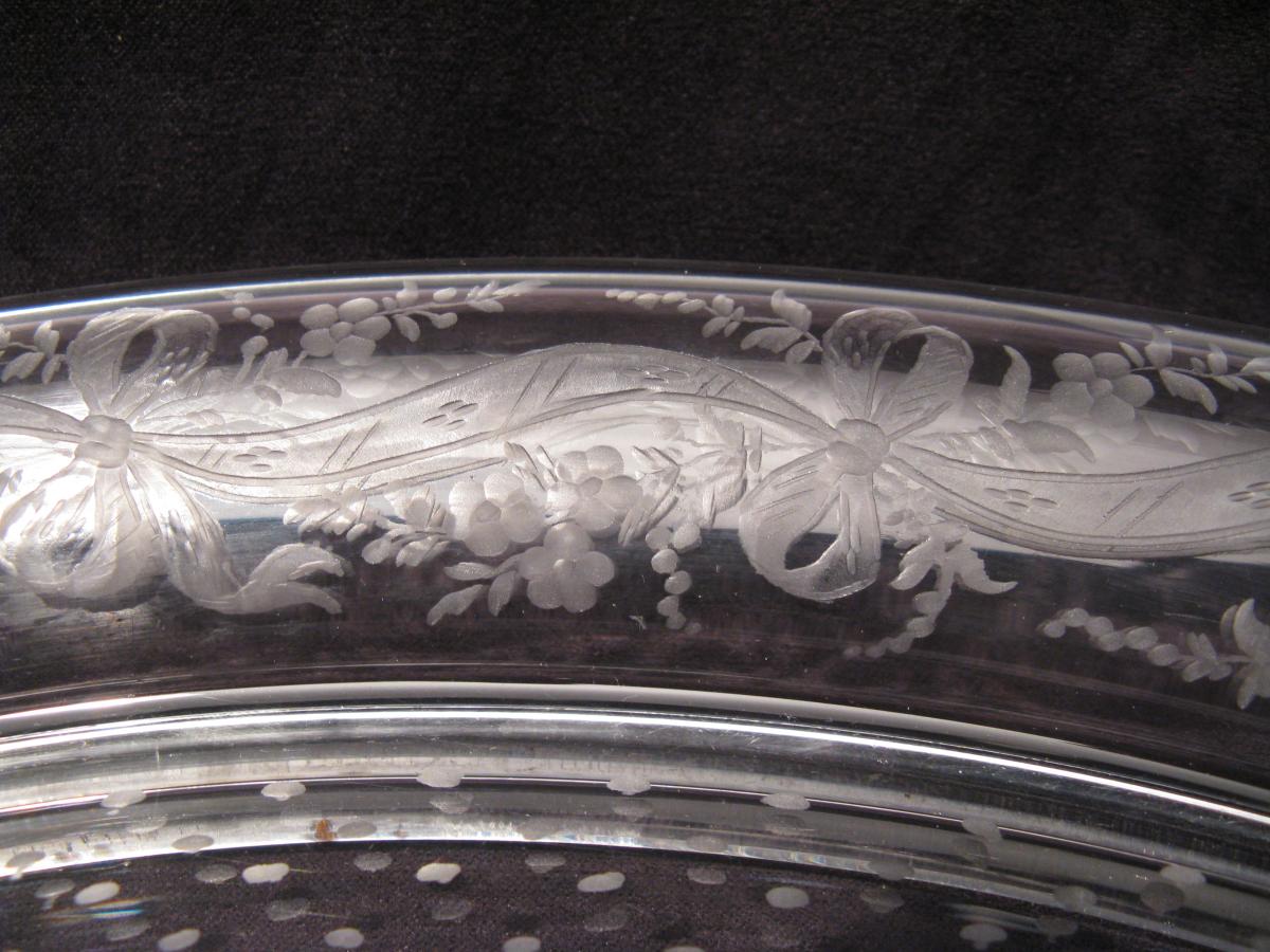 Grand plat de mariage cristal Baccarat fin XIX-photo-4