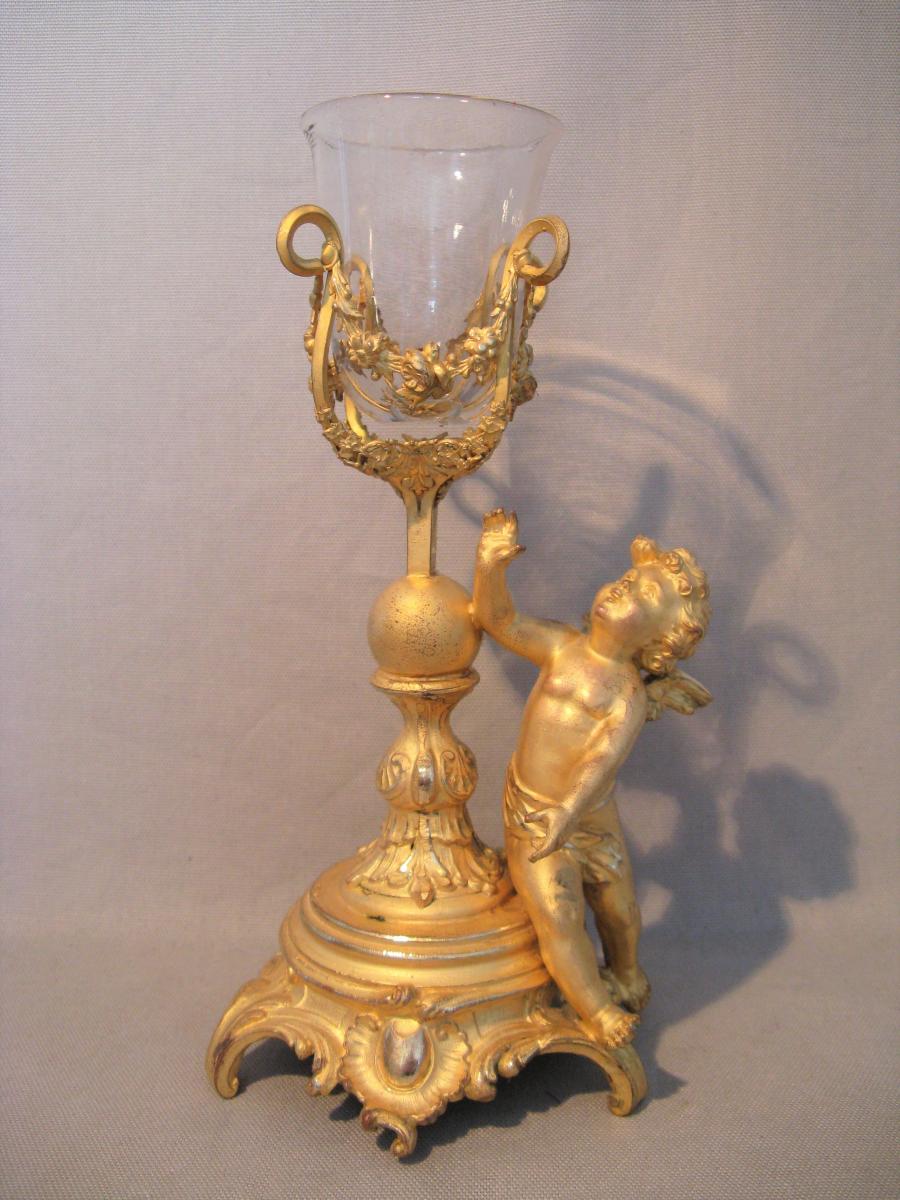 Soliflore avec Putti en bronze doré XIX Siècle