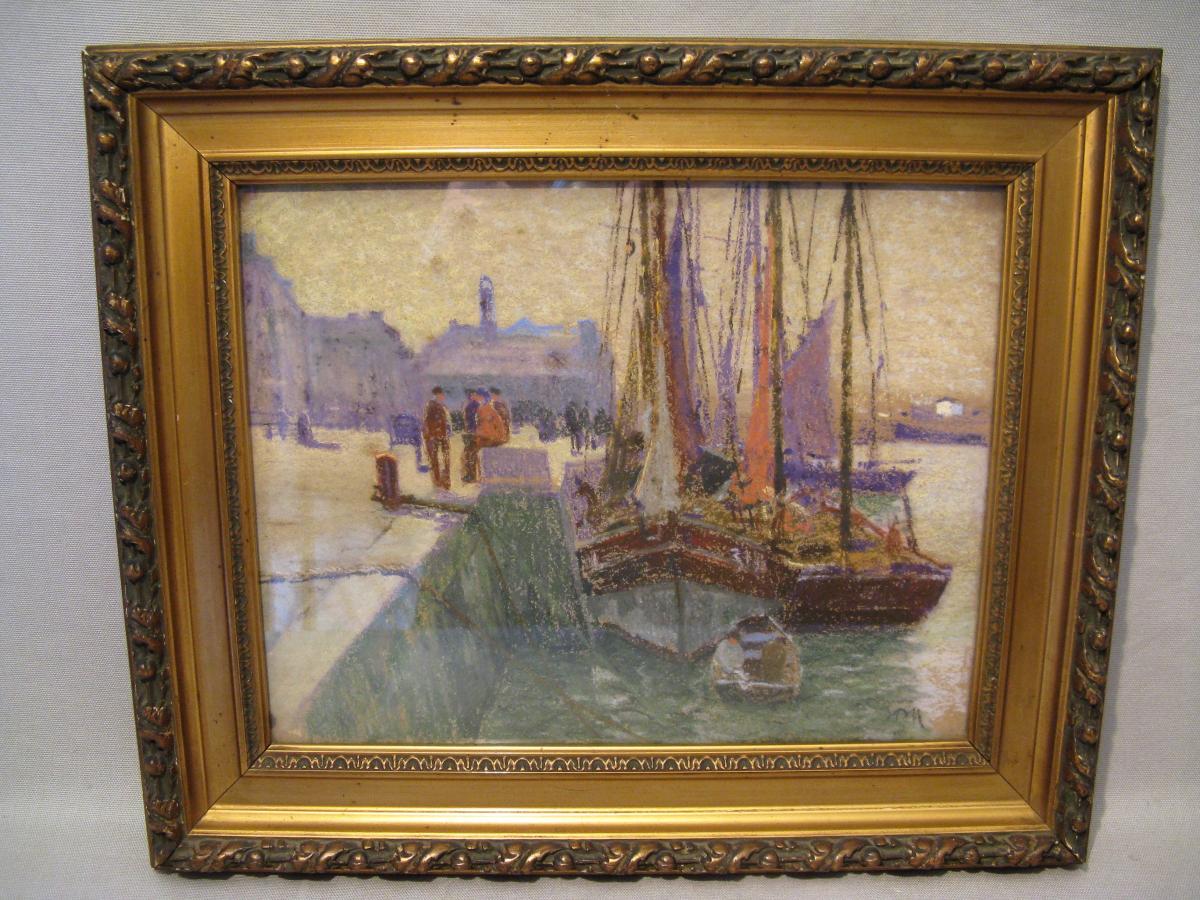 Pastel marine époque début XX ème siècle