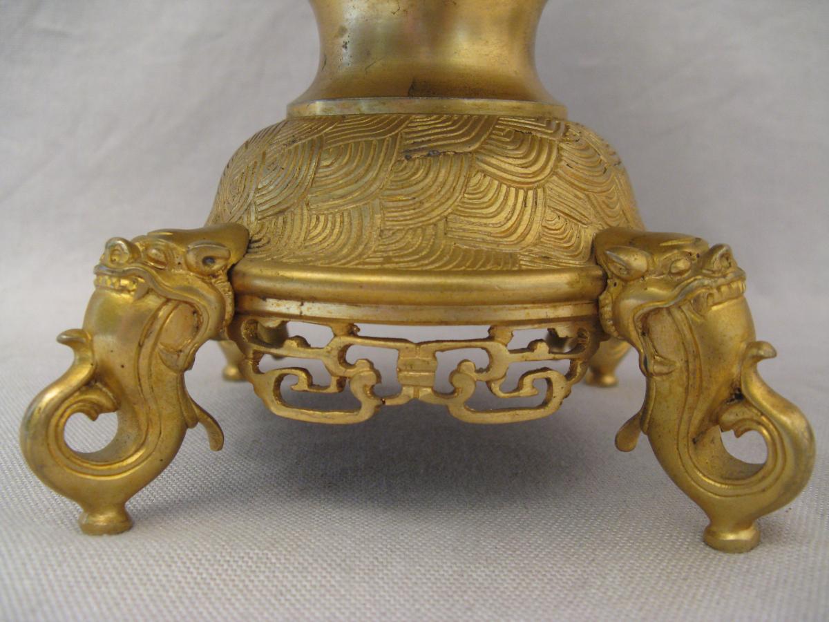 Coupe porcelaine Imari Japon et bronze doré XIX siècle-photo-4