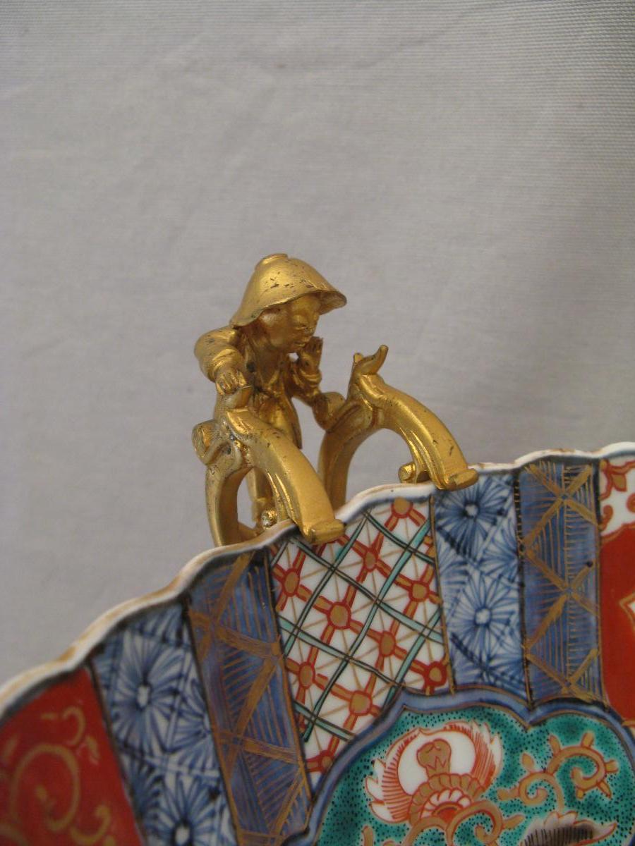 Coupe porcelaine Imari Japon et bronze doré XIX siècle-photo-3