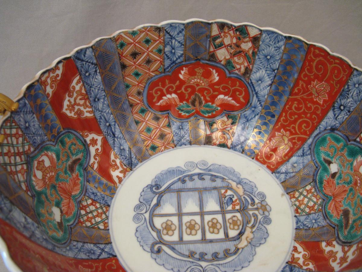 Coupe porcelaine Imari Japon et bronze doré XIX siècle-photo-5