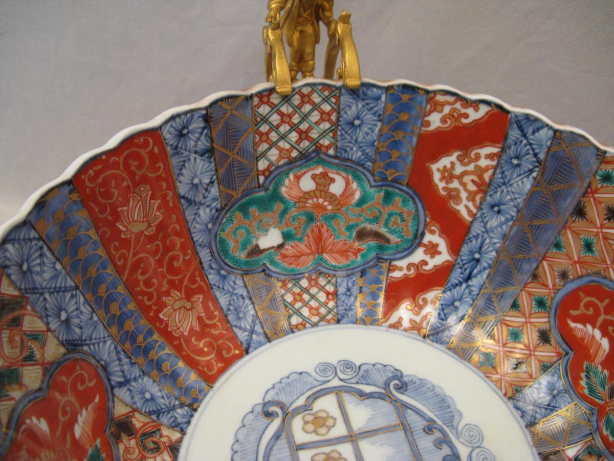 Coupe porcelaine Imari Japon et bronze doré XIX siècle-photo-6