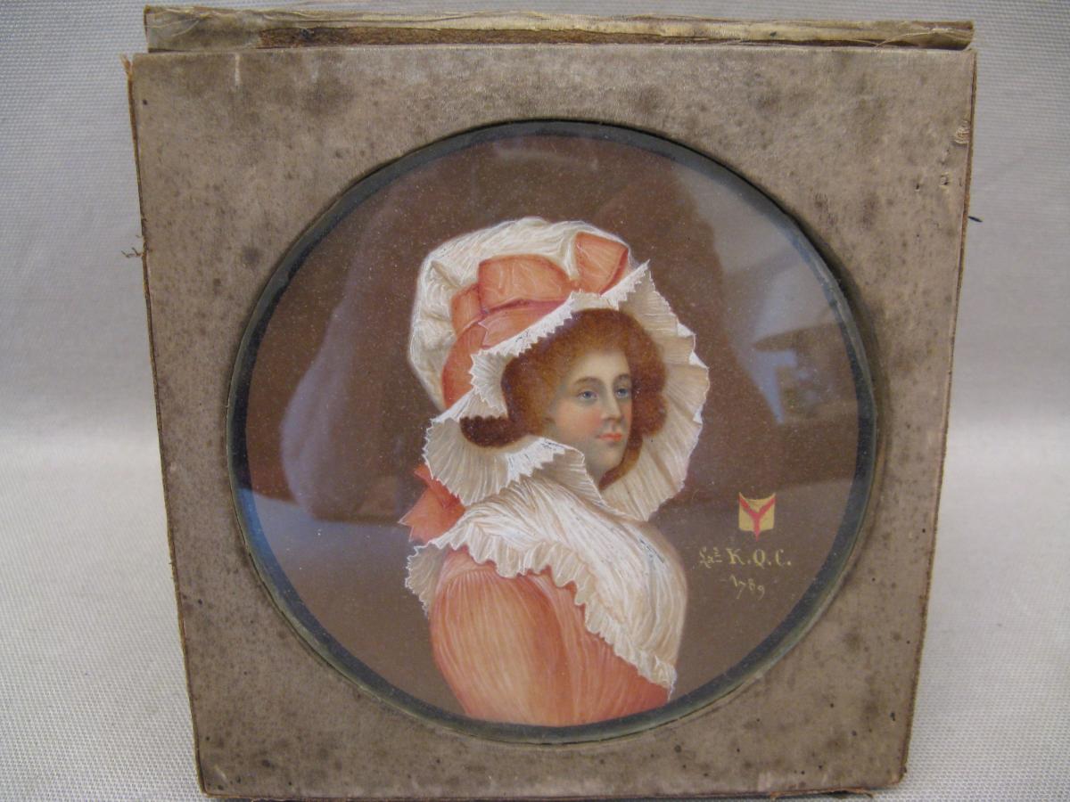 Miniature XVIII Century Portrait Of English Lady