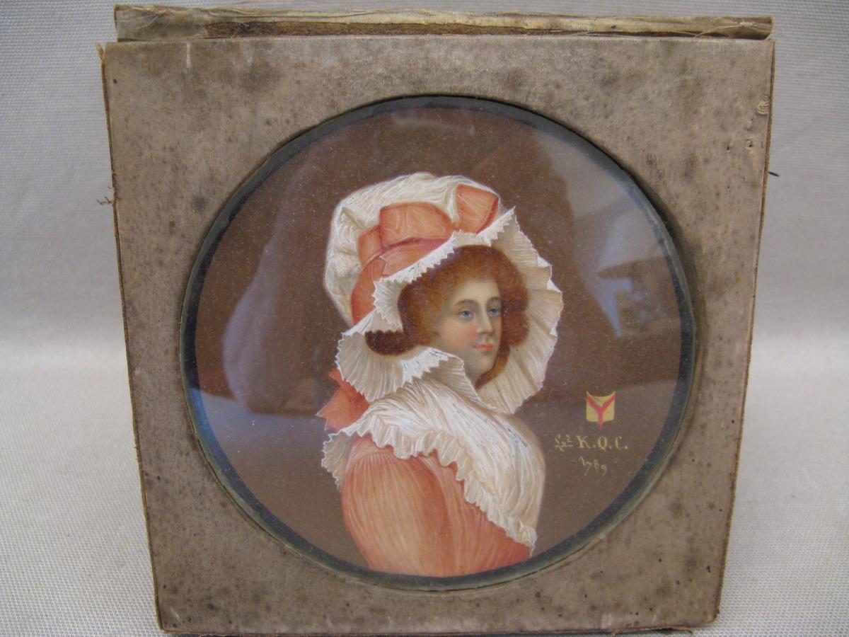 Miniature XVIII siècle portrait de lady Anglaise