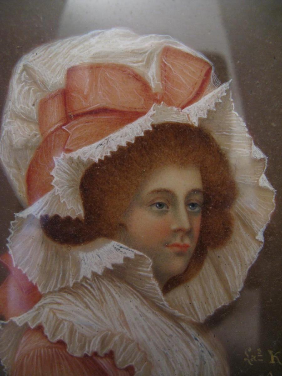 Miniature XVIII Century Portrait Of English Lady-photo-3