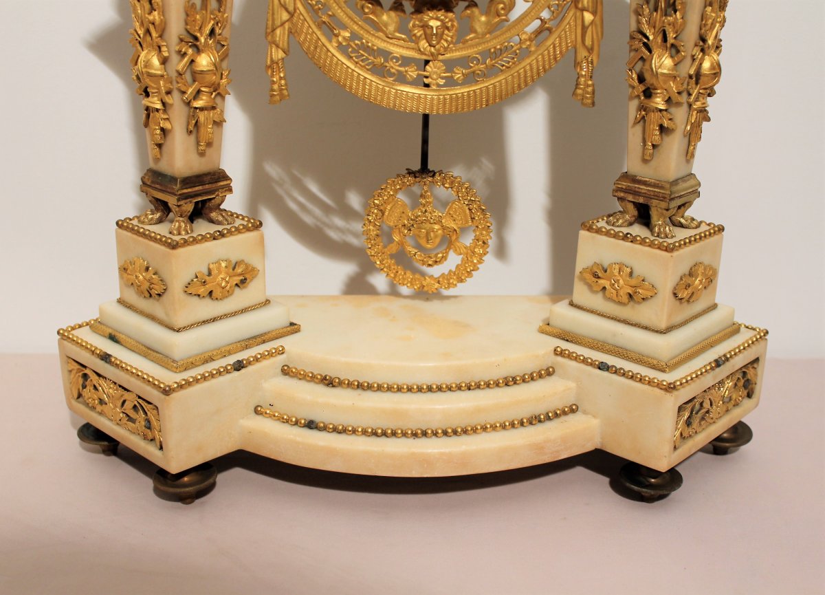 Pendulum Louis XVI White Marble And Gilded Bronze-photo-2