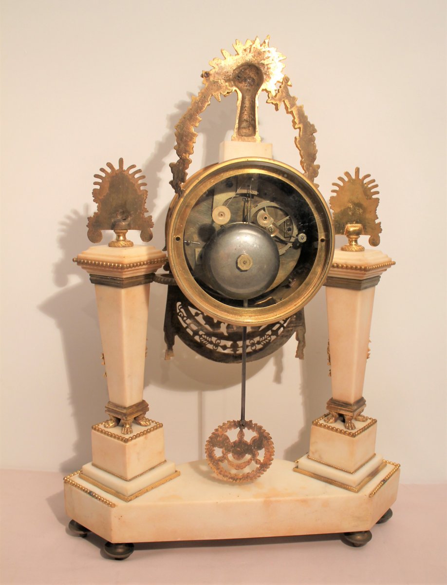 Pendulum Louis XVI White Marble And Gilded Bronze-photo-7