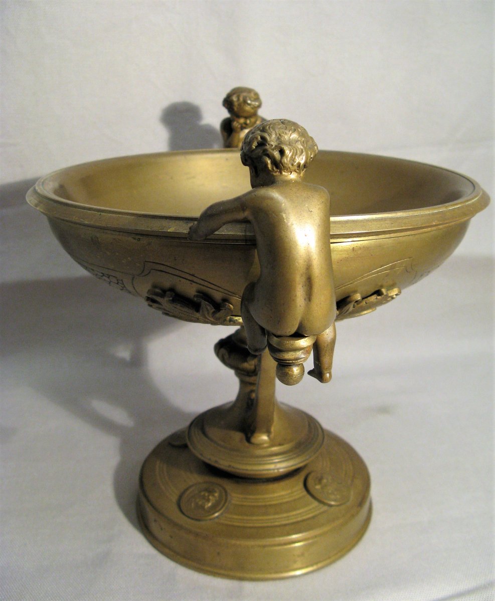 Coupe en bronze aux amours époque fin XIX ème siècle-photo-2