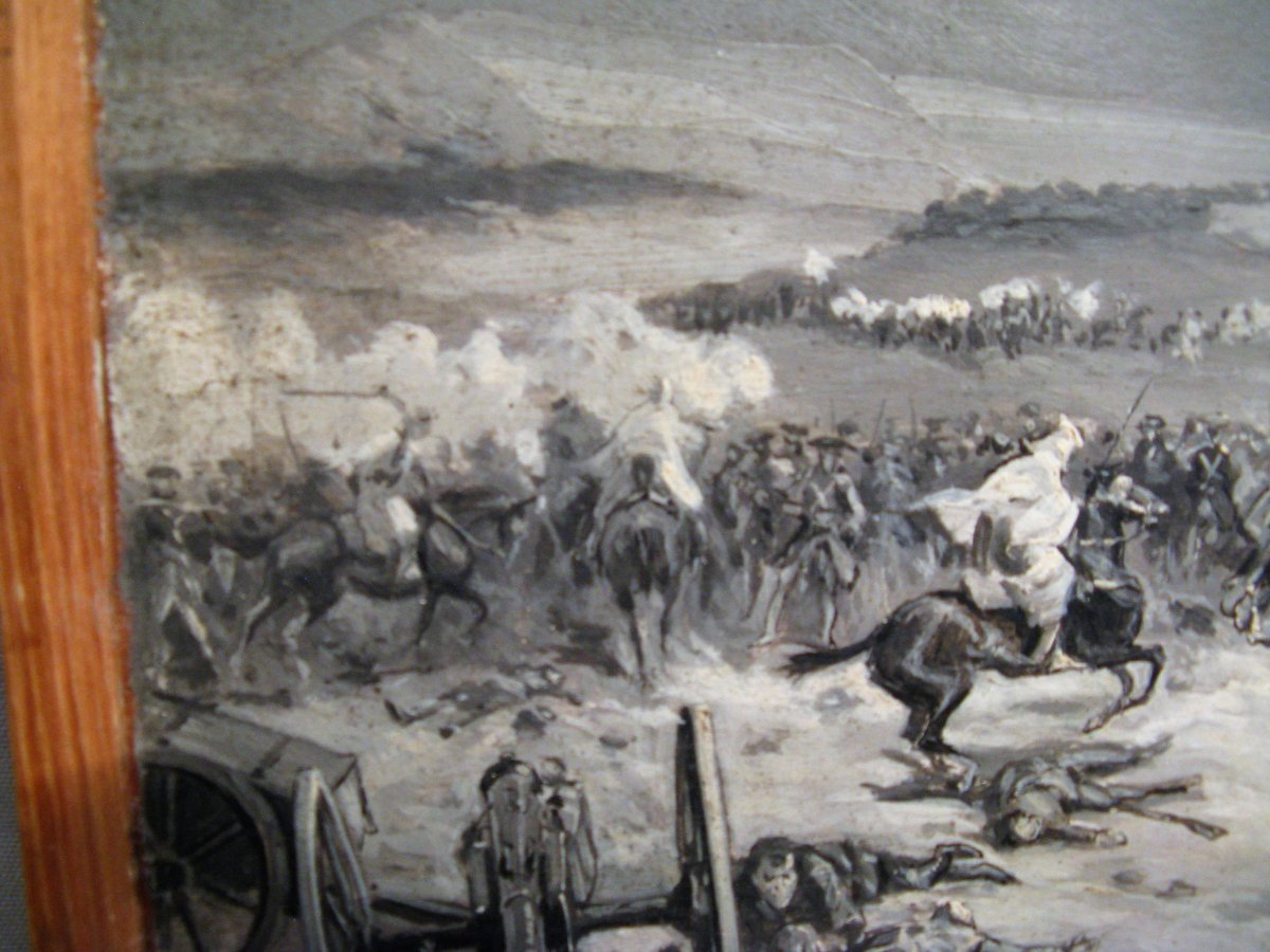 Tableau signé Fernando Mota guerre Napoléonienne contre l'empire arabe début XX ème siècle-photo-1