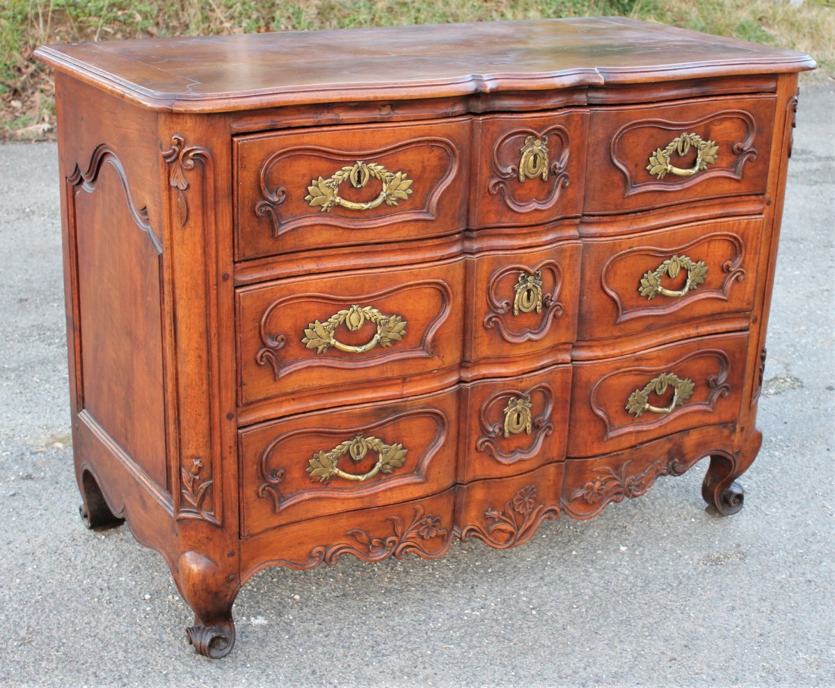 Curved Louis XV Commode In Walnut