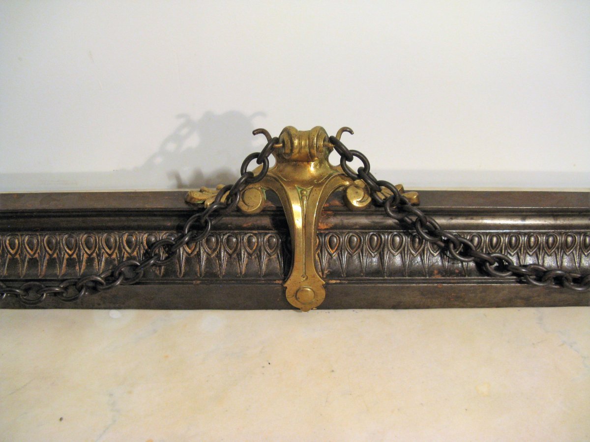 Front Of Fireplace Cast Iron And Bronze Winged Lions XIX Th Century-photo-4