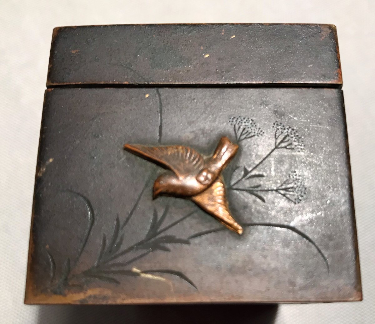 Japanese Inkwell In Bronze XIXth Century-photo-1