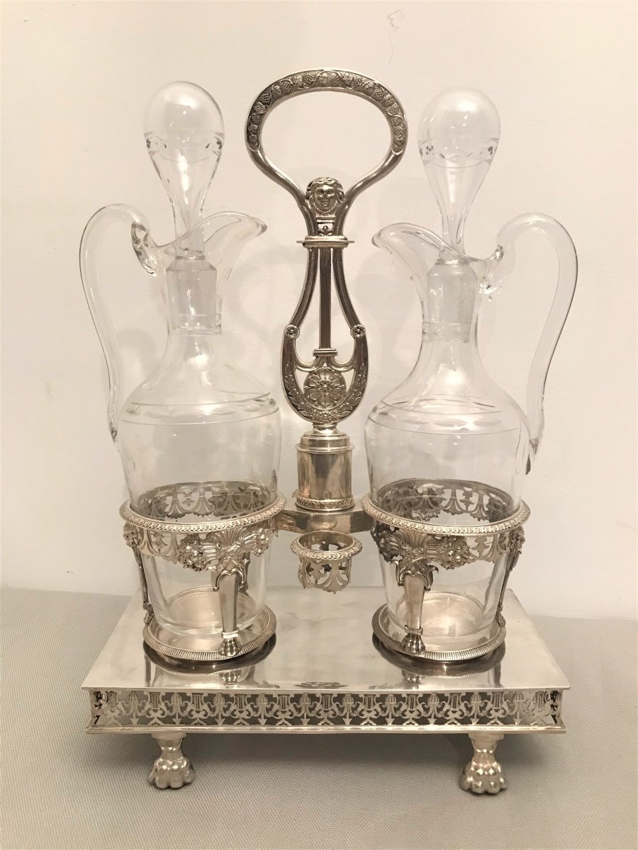 Vinegar Cruet In Sterling Silver, Empire Period-photo-2