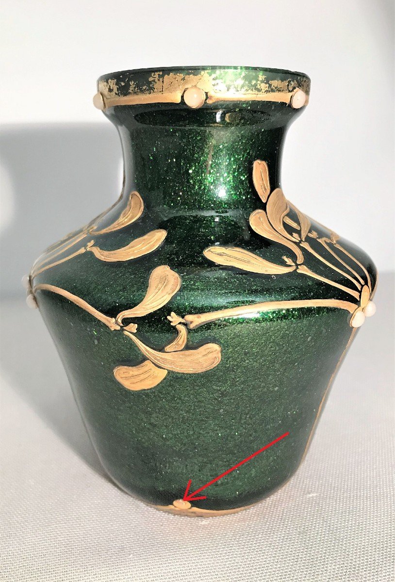 Vase époque Art Déco pailleté d'or Clain & Perrier-photo-4