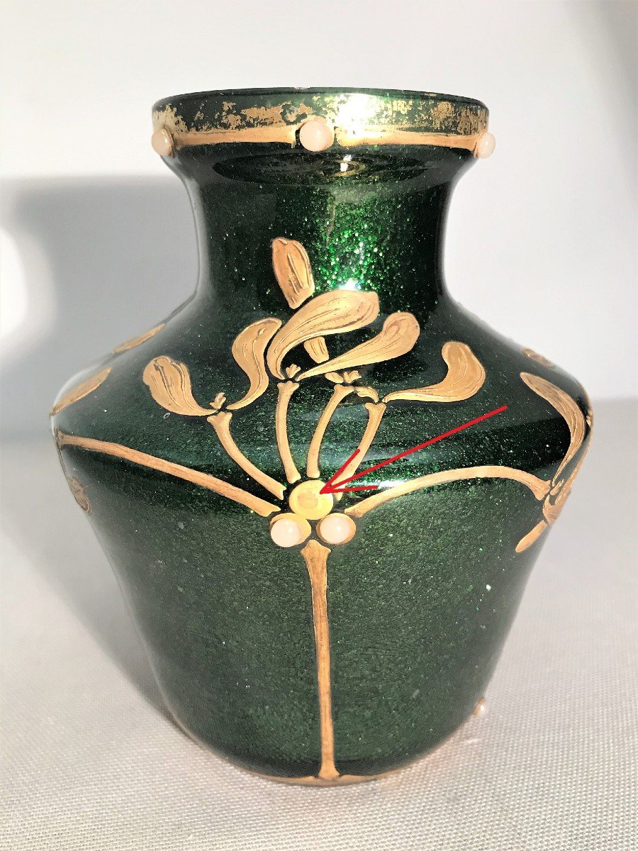 Vase époque Art Déco pailleté d'or Clain & Perrier-photo-1