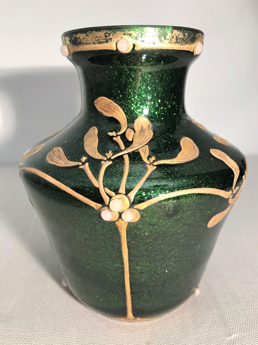 Clain & Perrier Art Deco Gold Glitter Vase